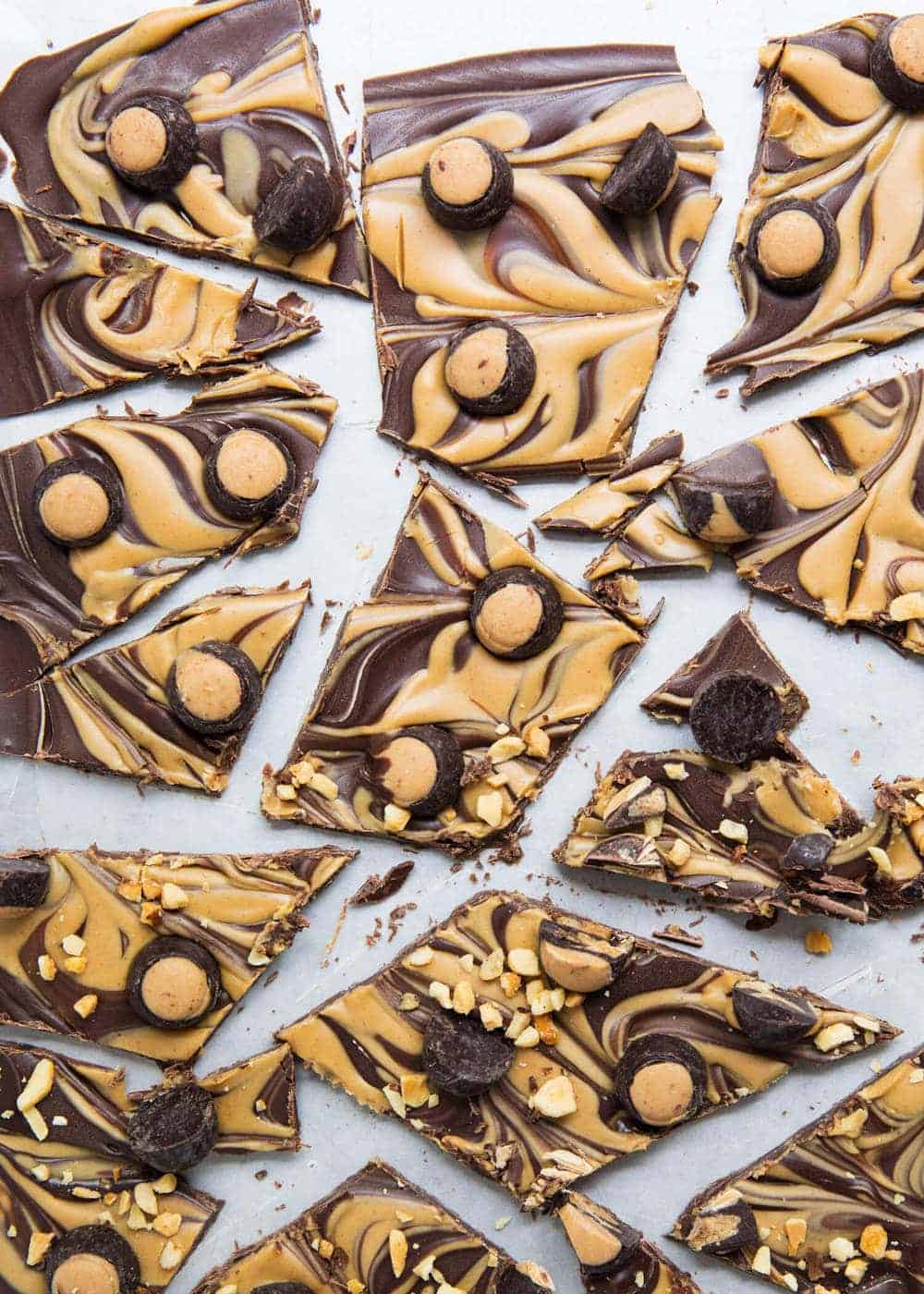 pieces of chocolate peanut butter bark 