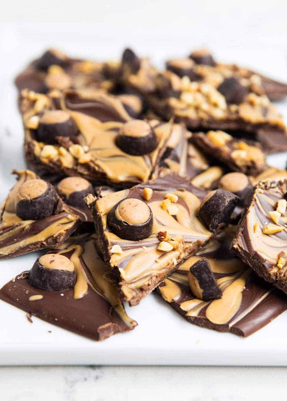 chocolate buckeye bark pieces 