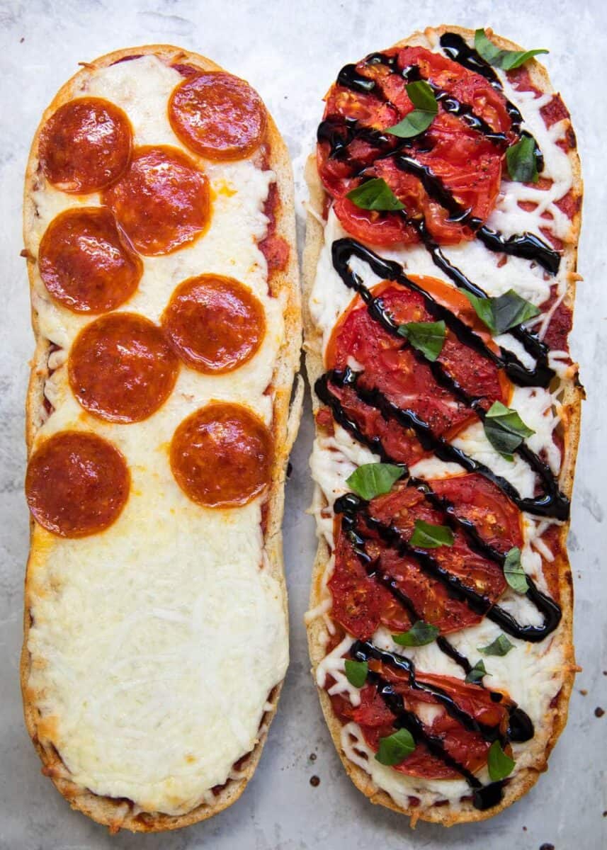 pepperoni and caprese french bread pizza 