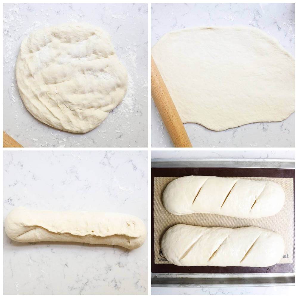 rolling and shaping the dough into loaves 