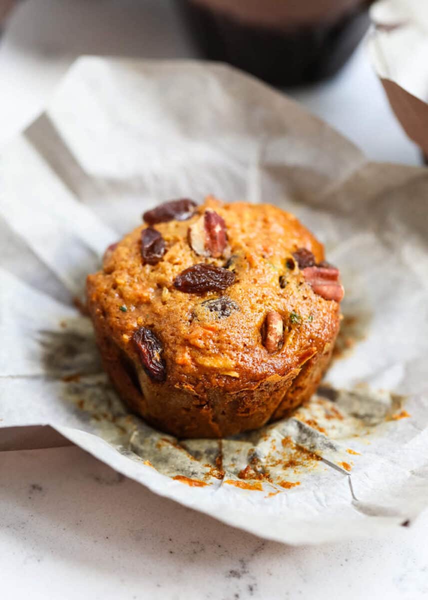 close up of morning glory muffin 