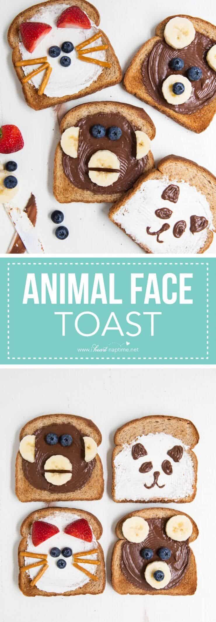 animal face toast collage 