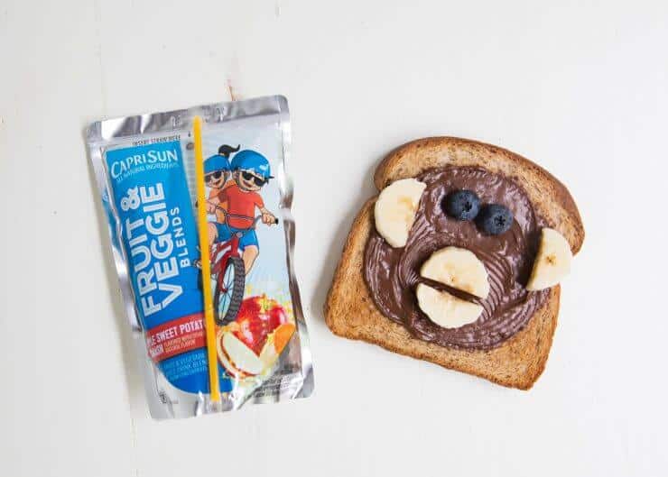 Animal face toast + Capri Sun -a quick, fun and delicious after school snack idea for kids.