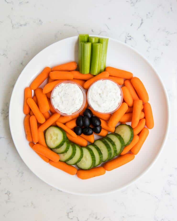 vegetable tray in shape of pumpkin 