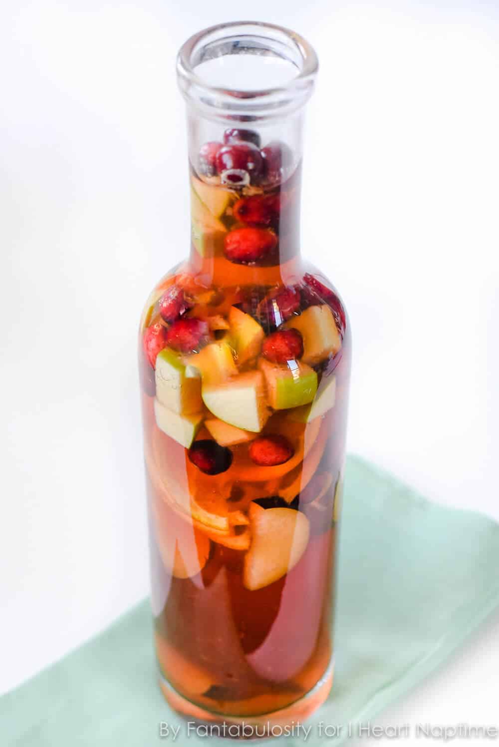 holiday sangria in a glass bottle 