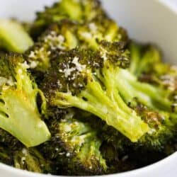 bowl of parmesan roasted broccoli