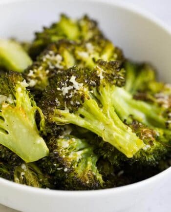 bowl of parmesan roasted broccoli