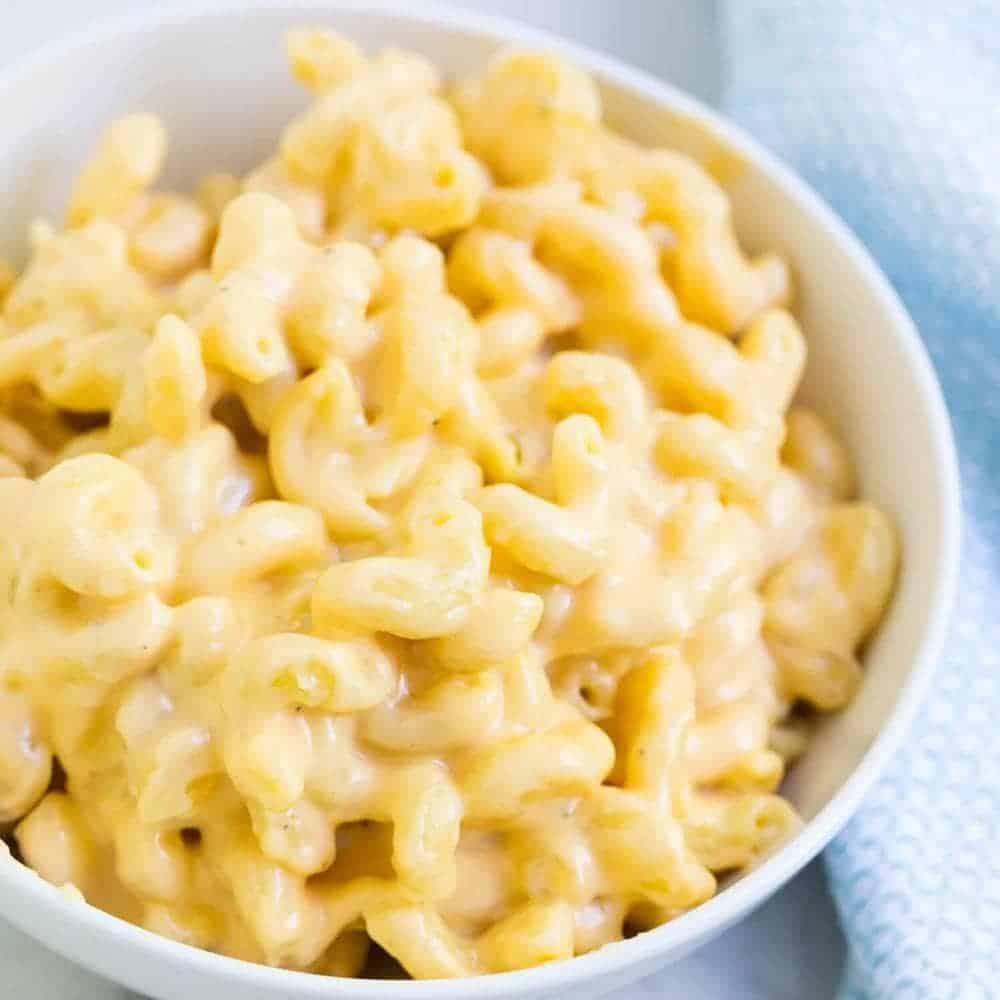 Bowl of mac and cheese.