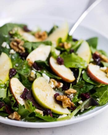 bowl of apple cranberry spinach salad