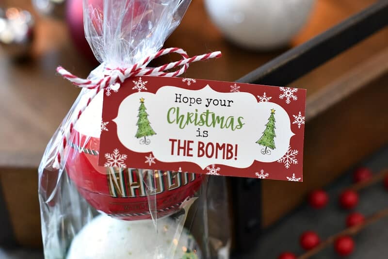 christmas bath bombs in gift wrap 