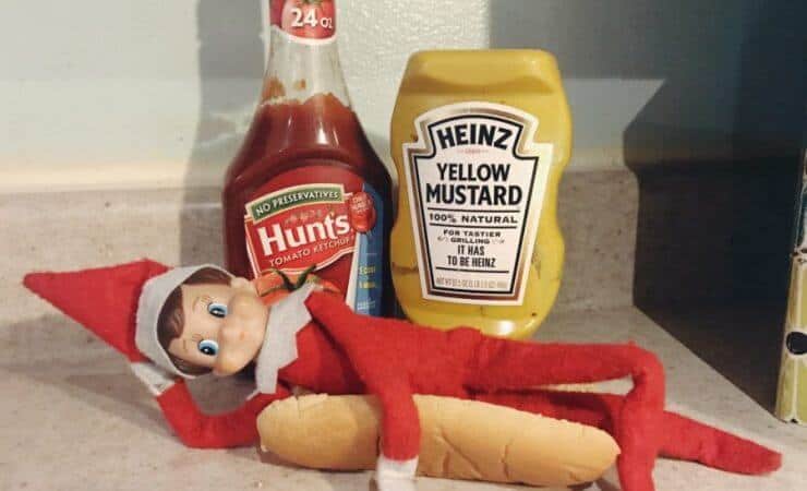 Elf is a Hot Dog + 25 Ingenious Elf on the Shelf Ideas - These clever and original ideas are sure to make the Christmas season a blast in your home! There is nothing as precious as seeing your child's excitement every morning after discovering the Elf on the Shelf's latest antics.