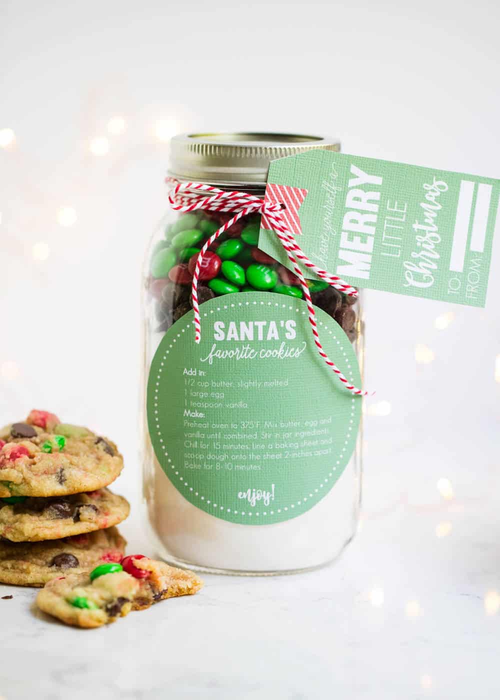 Layered cookie mix in a jar recipe that makes the perfect homemade Christmas gifts. These are always a big hit! Free printable tag and instructions included. 