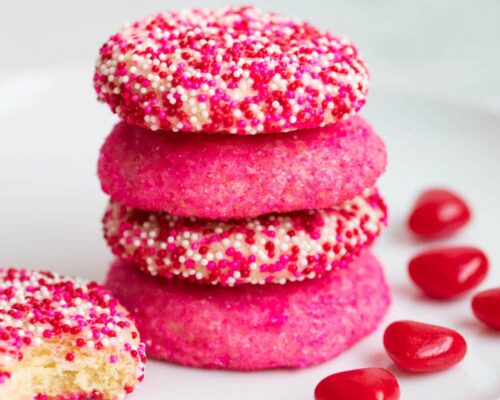 stack of valentine's sugar cookies