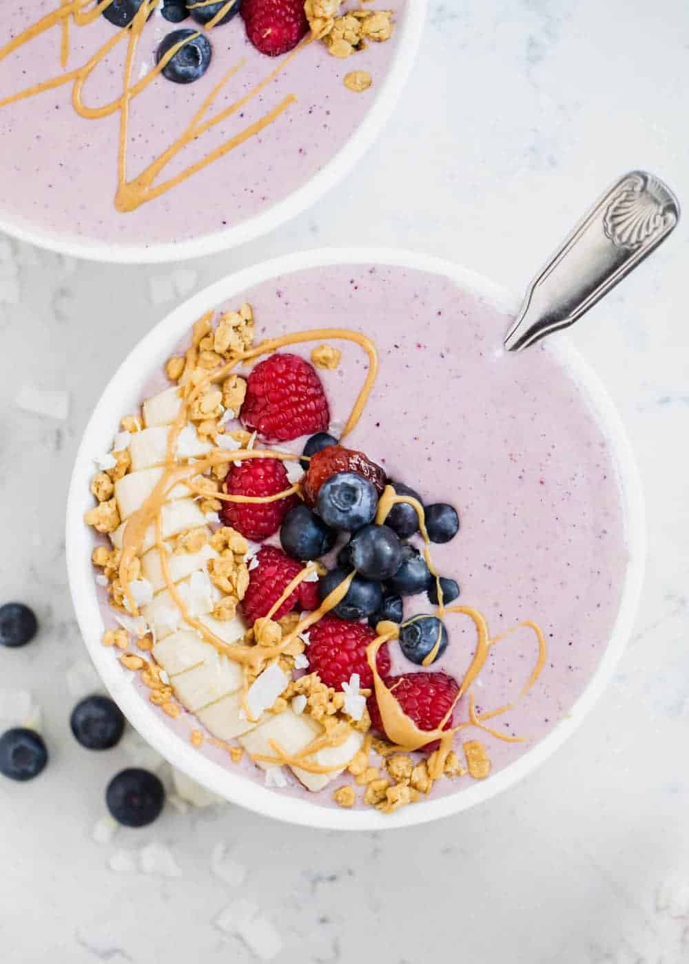 Smoothie in a white bowl.