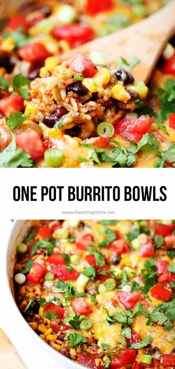 EASY and Delicious One Pot Burrito Bowls - I Heart Naptime