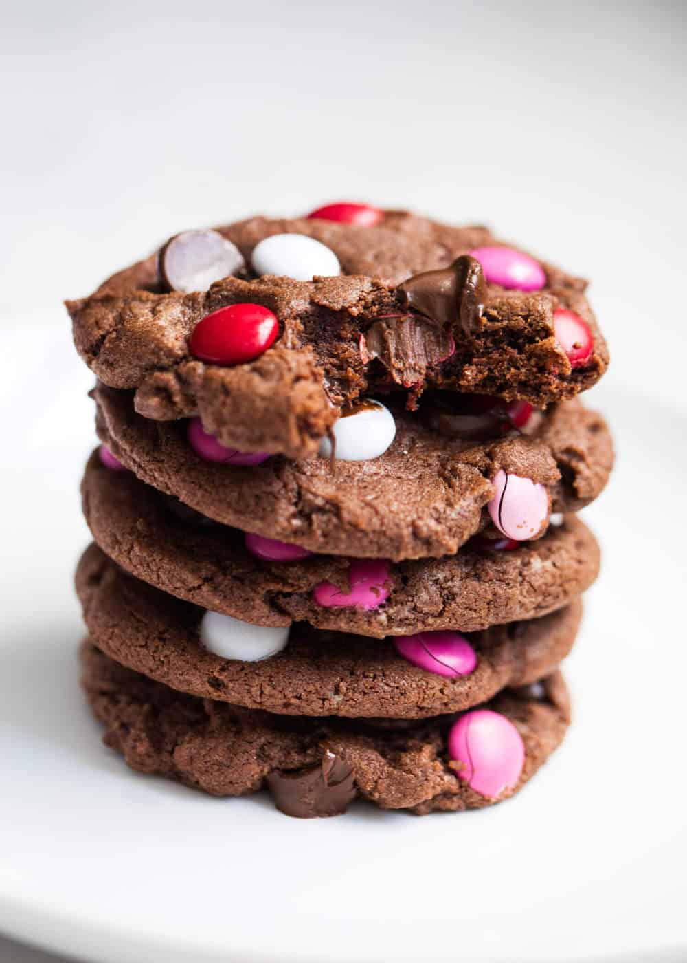 Fudgy M&M chocolate brownie cookies -the perfect cookie for Valentine's!