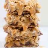 stack of carmelitas with caramel oozing out