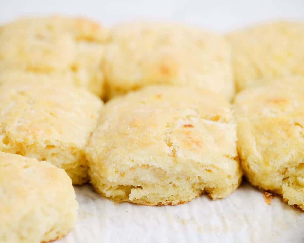 Homemade biscuits linked together. 