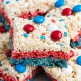 stack of red, white and blue rice krispies
