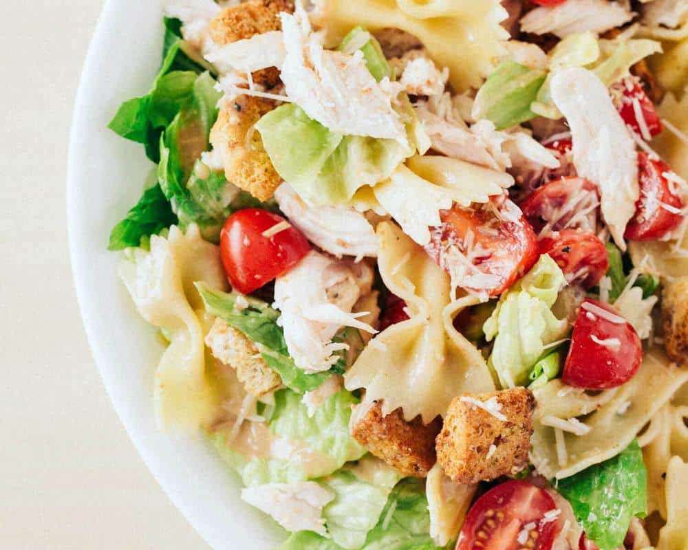 Chicken caesar pasta salad.