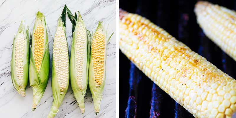 Grilling corn on the cob.