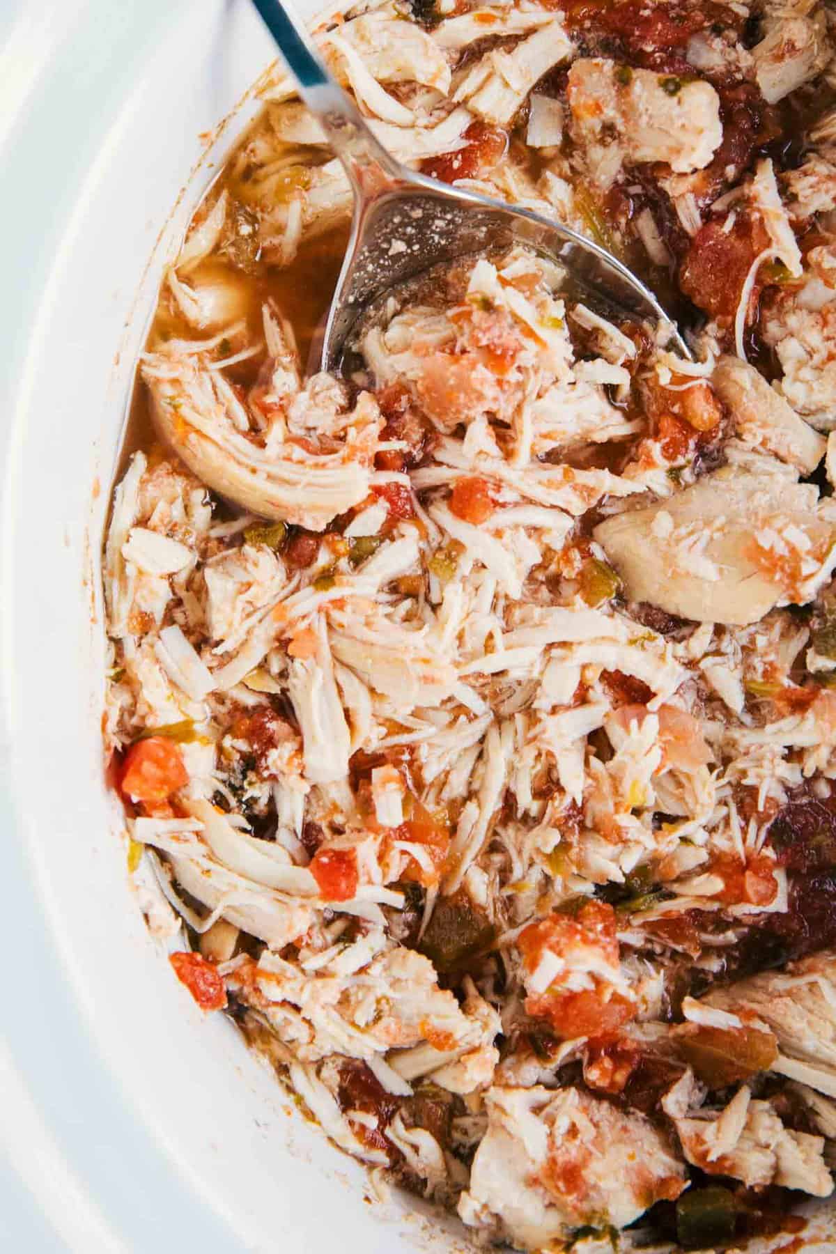 Slow cooker salsa chicken.