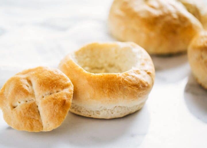 bread bowl on the counter 