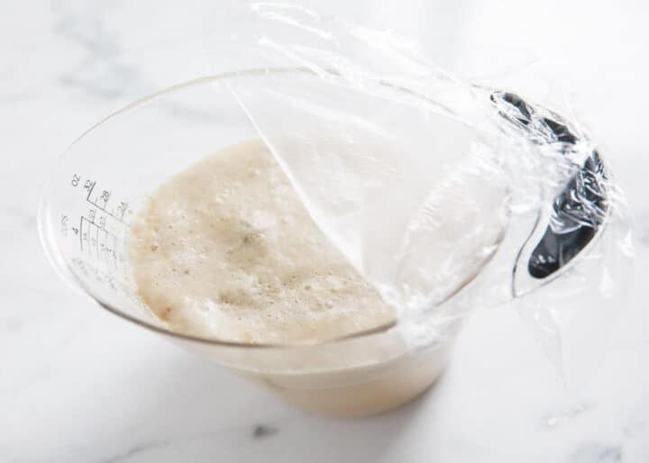 proofing yeast in a measuring cup 