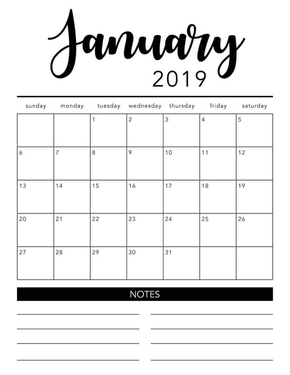 FREE 2019 Printable Calendar Template (2 colors!) I Heart Naptime