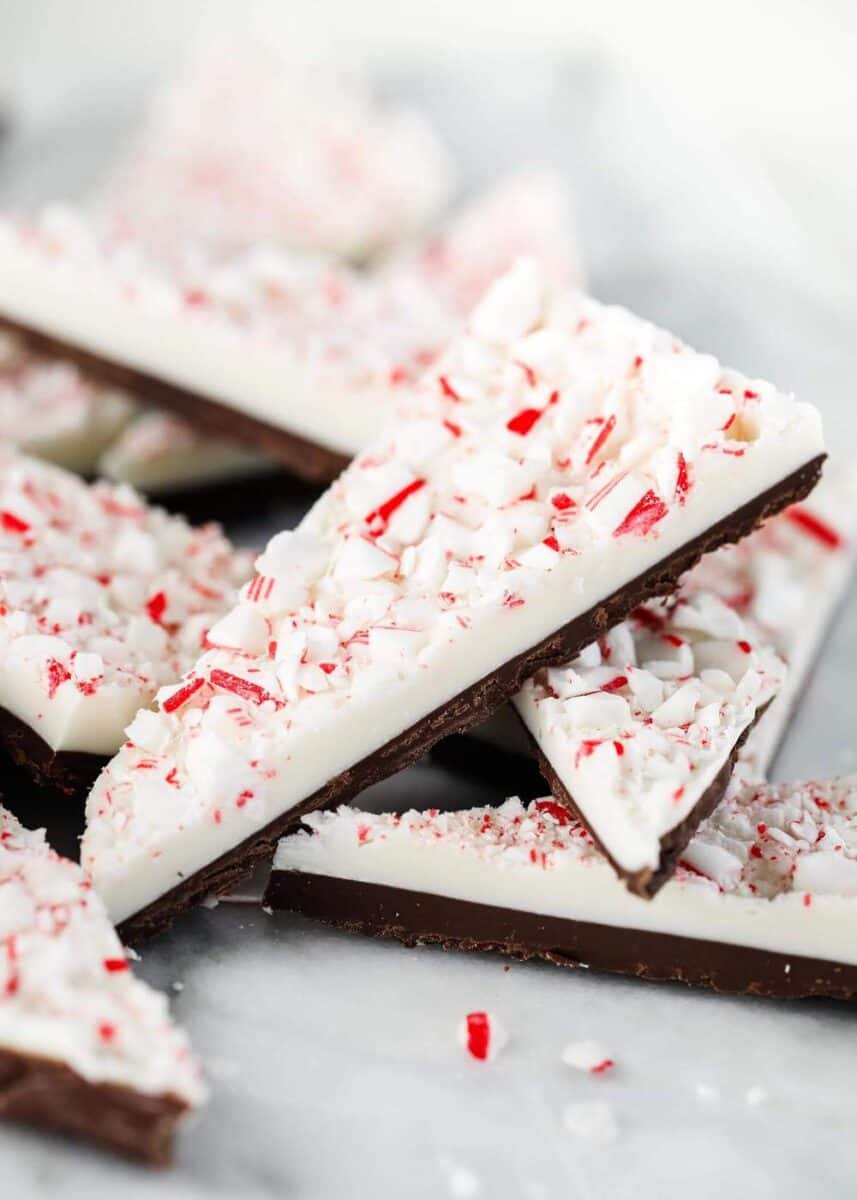 close up of peppermint bark
