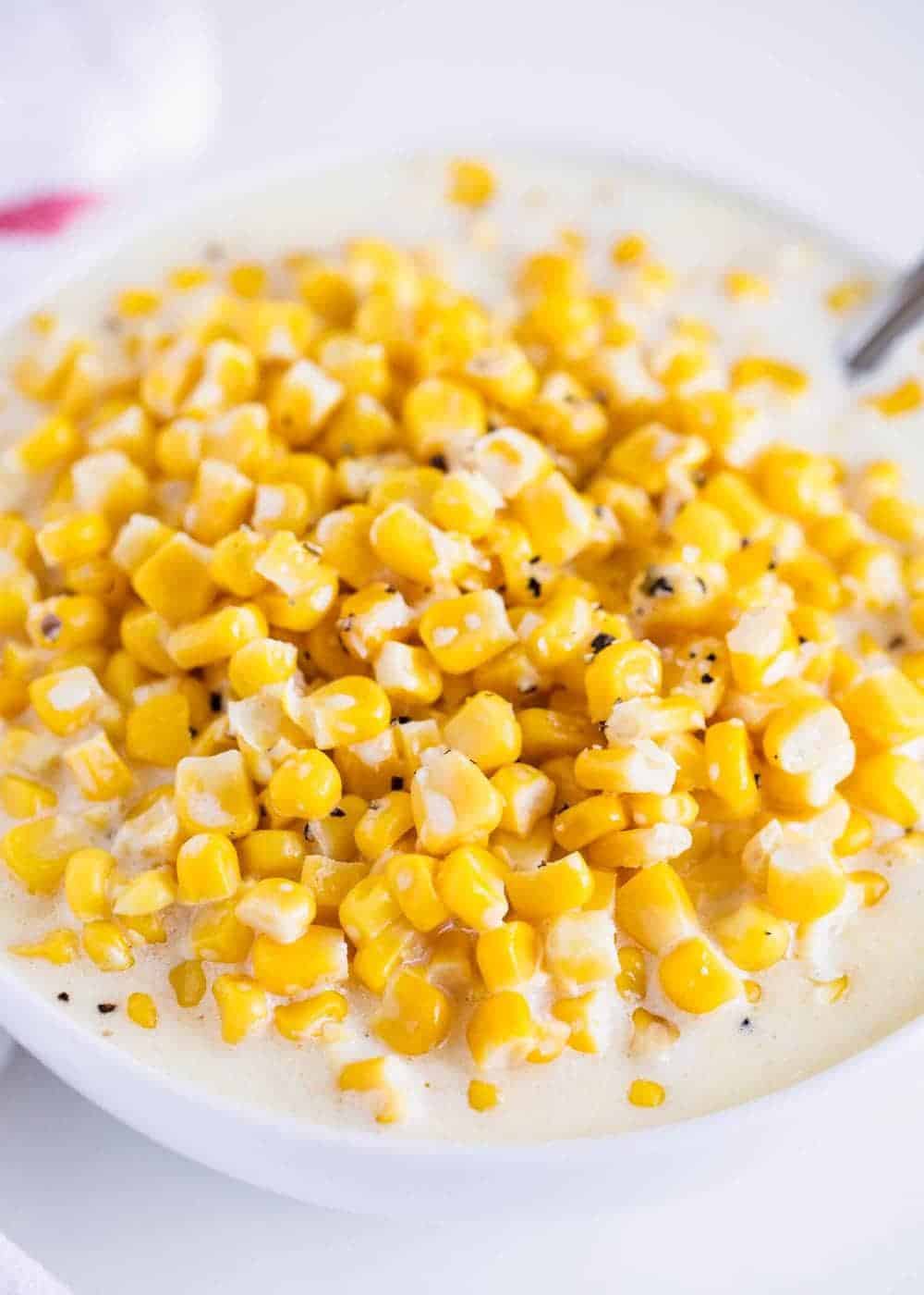 Bowl of creamed corn.
