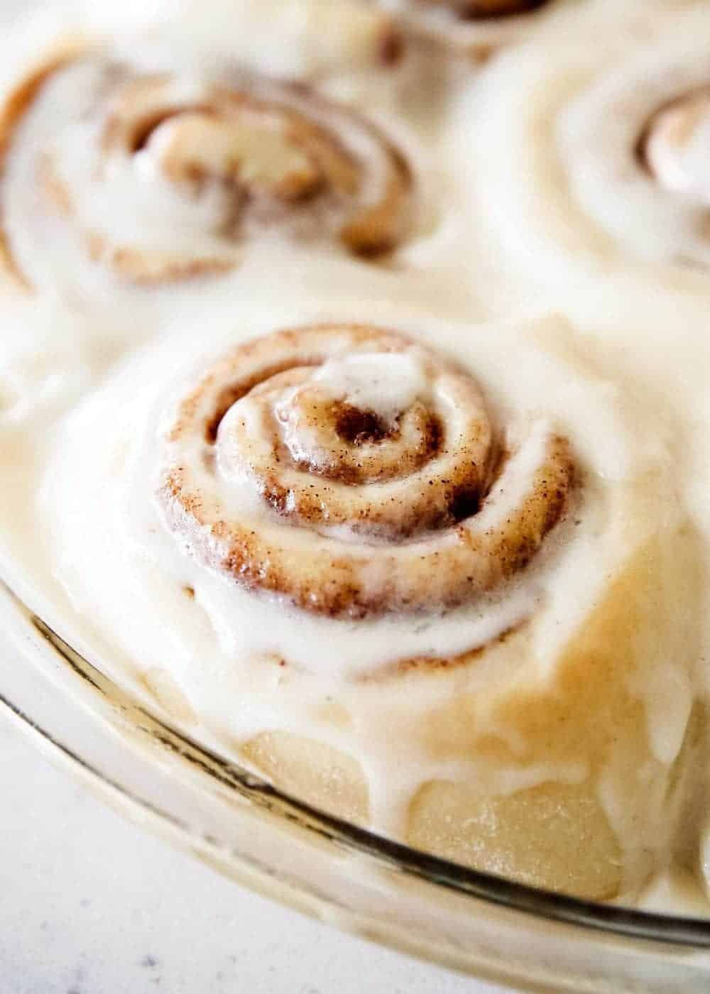 Cinnamon rolls with icing.