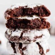 stack of chocolate crinkle cookies