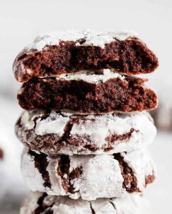 stack of chocolate crinkle cookies