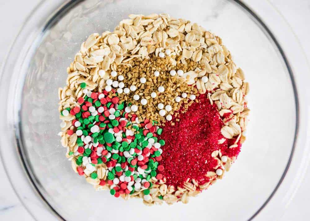 Reindeer food ingredients in a bowl. 