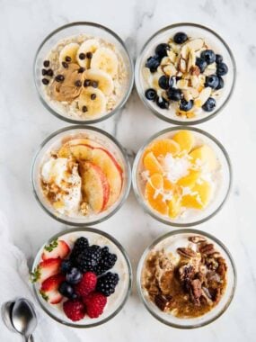 Customizable overnight oats with six options for an easy make ahead breakfast idea.