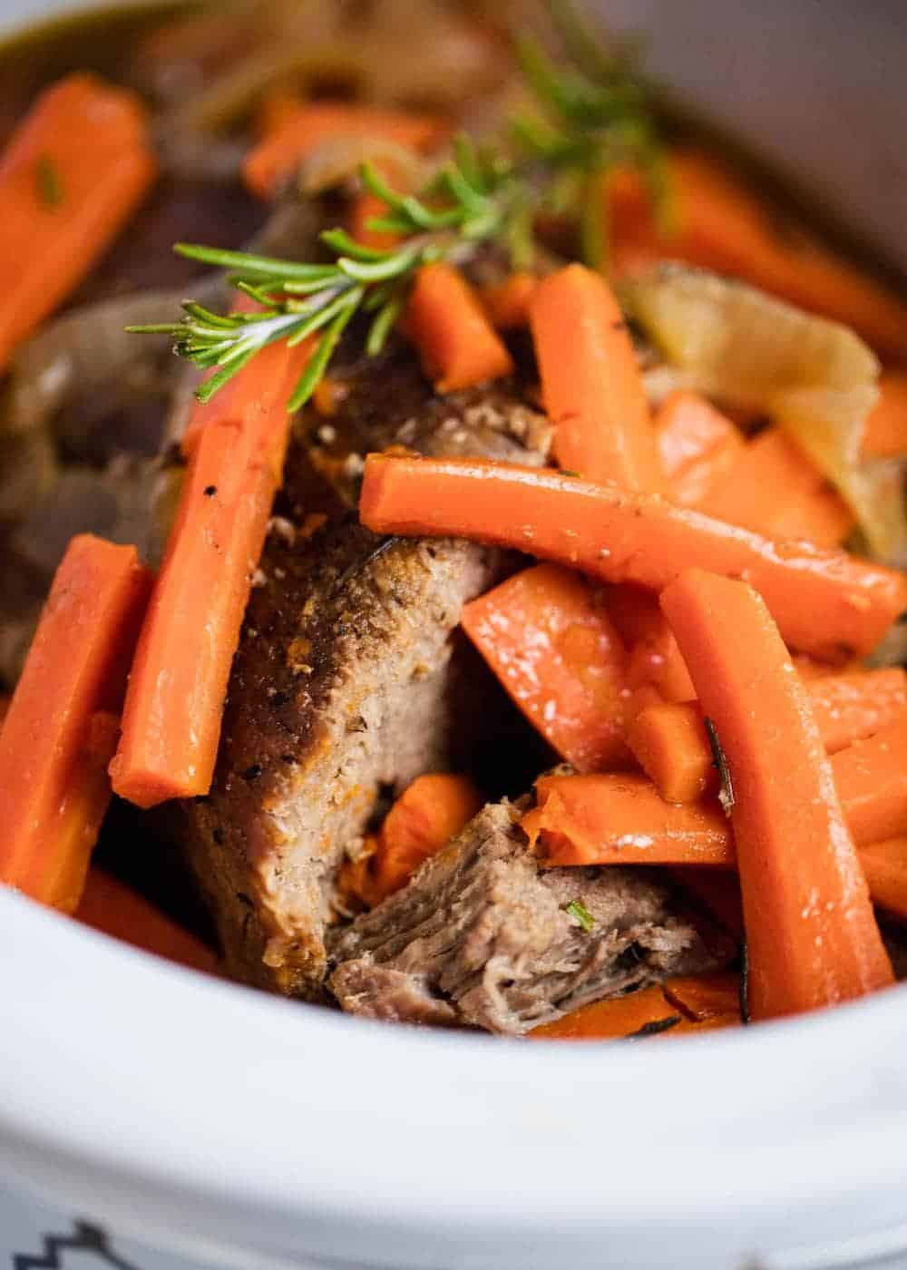 Pot roast in crockpot.