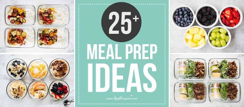 Collage of meal prep ideas.