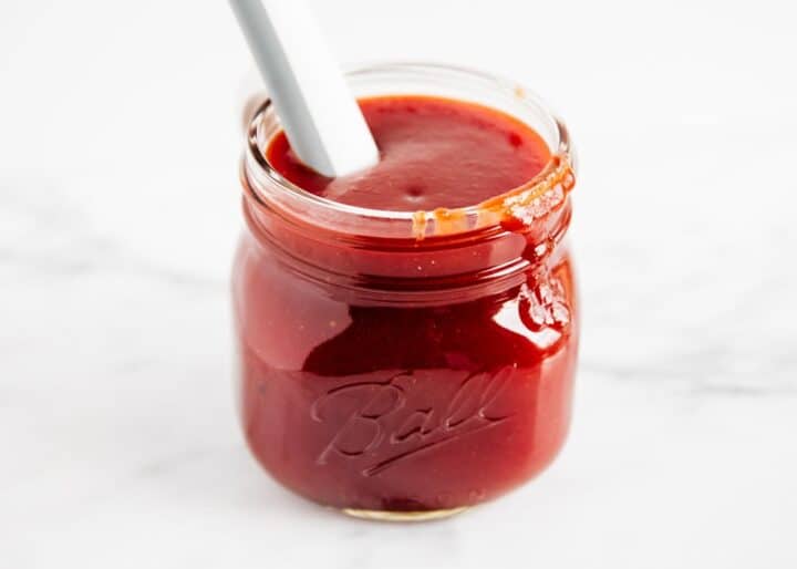 bbq sauce in glass jar 