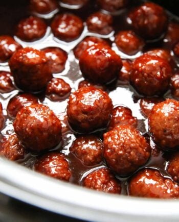 Crockpot grape jelly bbq meatballs.