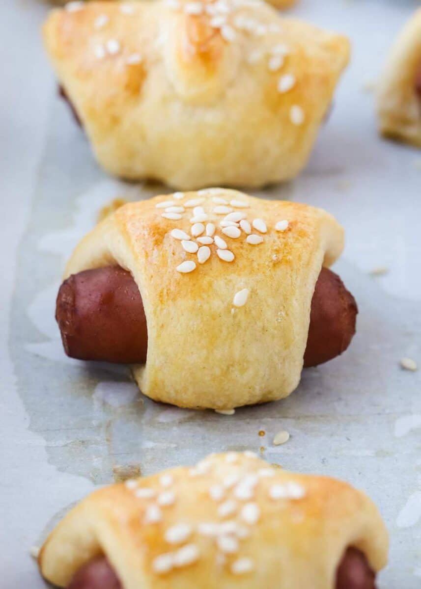 close up of pigs in a blanket 