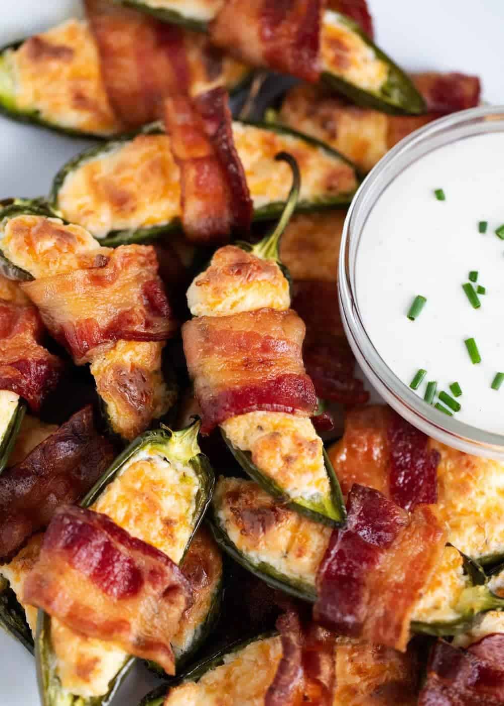 Bacon jalapeno poppers with ranch.
