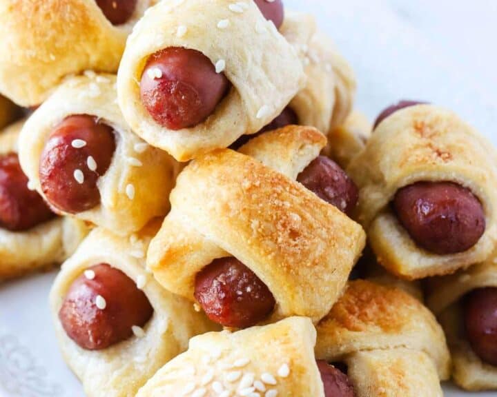 close up of a stack of pigs in a blanket