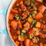 pan of hearty vegetable soup