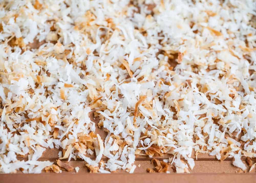 How to toast coconut flakes on a pan.