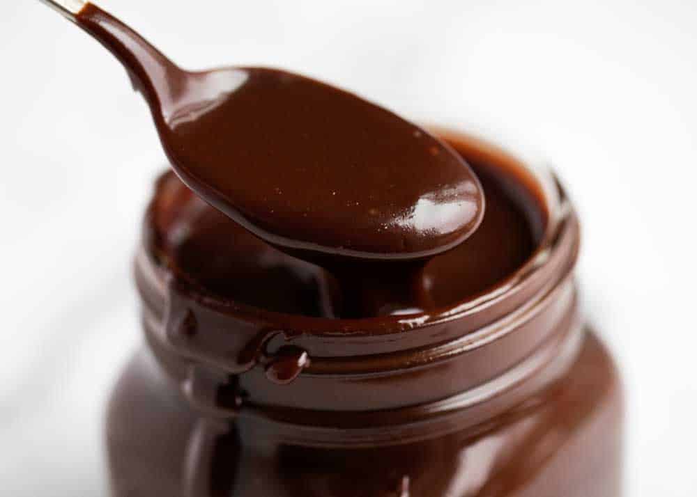 Melting chocolate in a jar. 