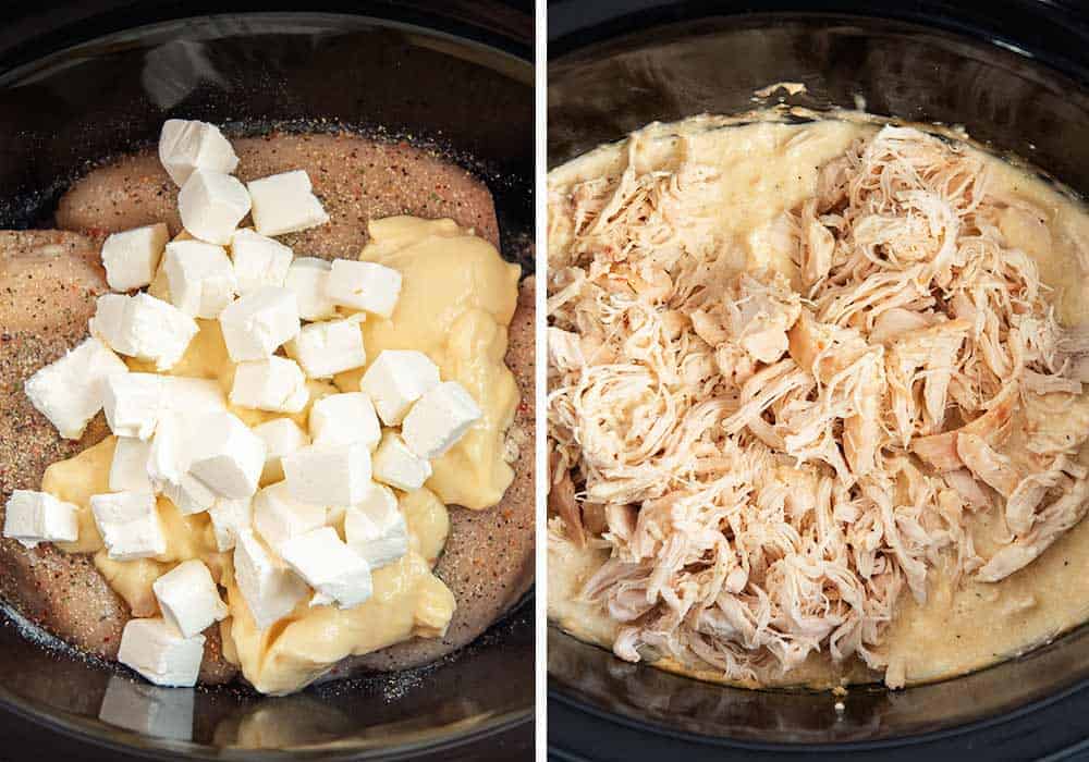 Ingredients for creamy Italian chicken in crockpot.