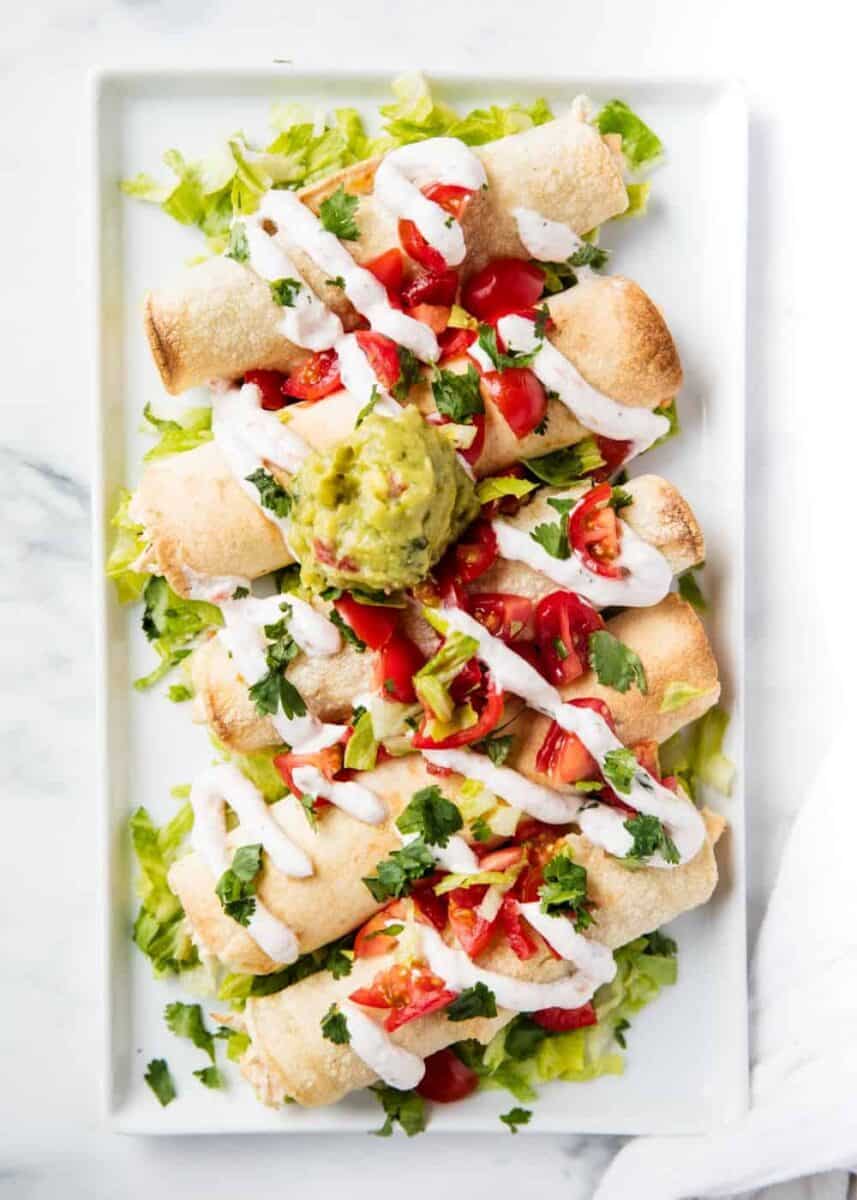 Creamy baked chicken taquitos