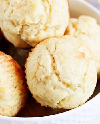 Easy breakfast muffins in a bowl for a grab and go breakfast.