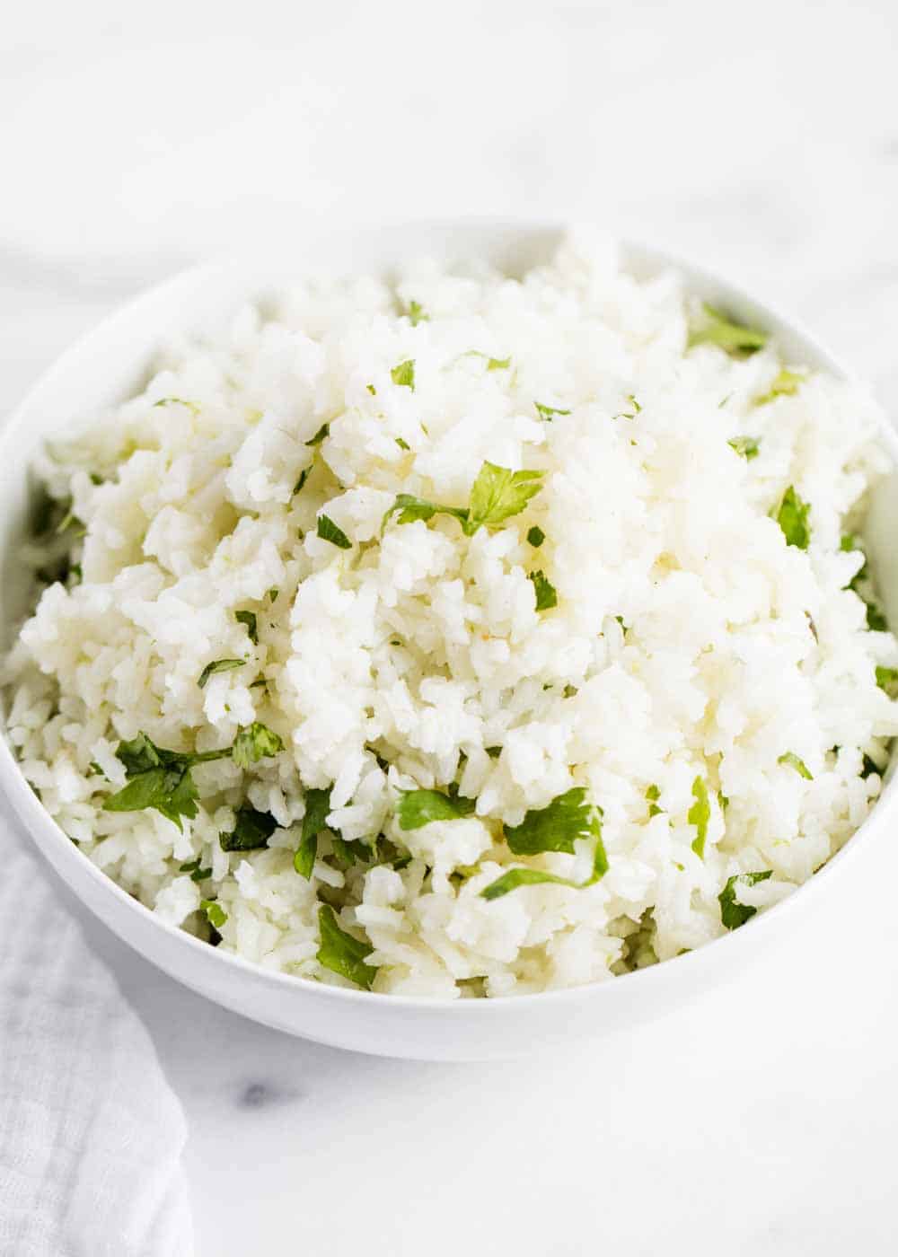 Bowl of cilantro lime rice.